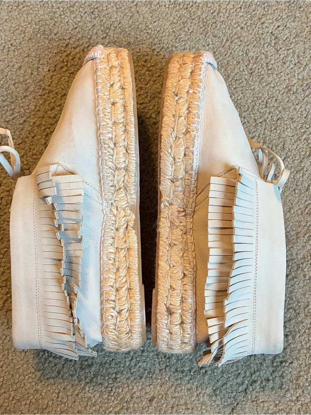 Bettye Muller Suede Espadrille Loafers Fringe Tan Size 7.5 EU 37 Leather Shoes